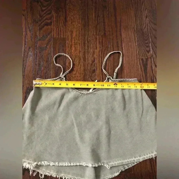 Free People Women’s S Hunter/Army Green Spaghetti Straps Crop Top w/Fringe - EUC - Picture 4 of 10